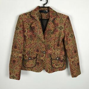 Ninety Blazer Size 8 Multicolor Woven Polyester Pockets Button Front Long Sleeve